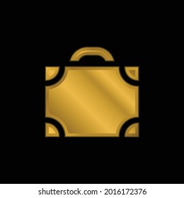 Briefcase gold plated metalic icon or logo vector