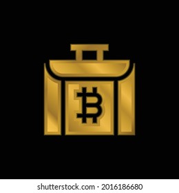 Icono metálico en maletín o vector de logotipo chapado en oro