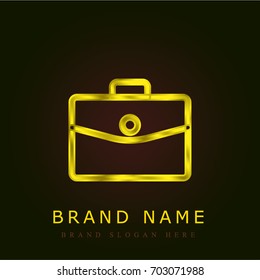 Briefcase golden metallic logo