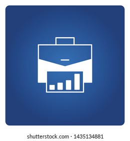 briefcase and graph icon for portfolio management concept in blue background