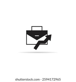 briefcase and graph icon with shadow on white background