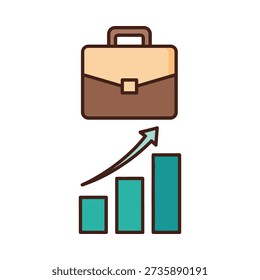 A briefcase with a graph showing growth