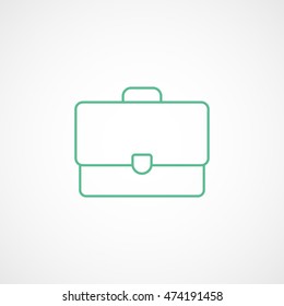 Briefcase Green Line Icon On White Background