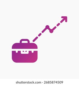 Icono de crecimiento de maletín en estilo de degradado. Perfecto para App, Sitios web, UI UX, presentaciones o infografías. Archivo de ilustración editable con diseño limpio y diseño moderno.