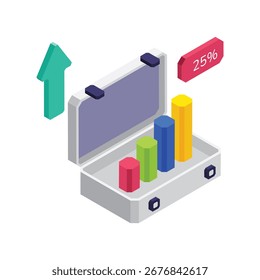 Ilustração do vetor isométrico de crescimento do porta-arquivos.