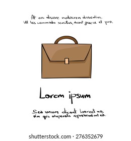 Briefcase Hand Draw Color Icon Vector Illustration