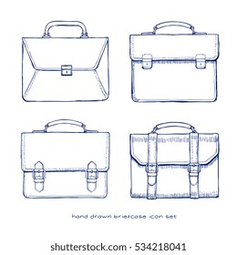 briefcase hand drawn icons set, vector doodles 
