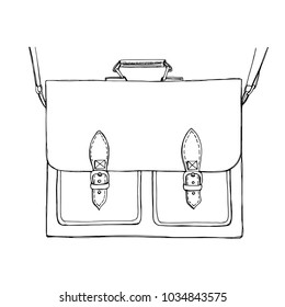 Briefcase/ Hand drawn illustration of vintage leather bag in sketchy style