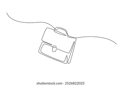 Briefcase or handbag in continuous one line drawing. Simple line art illustration of business bag. Editable vector.