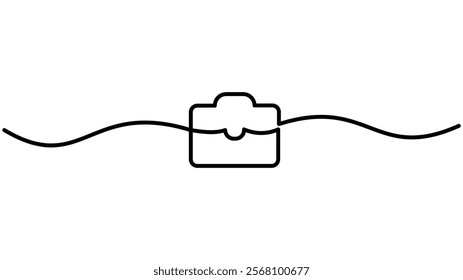 Briefcase Handbag Continuous One Line Drawing Simple Business Bag Line Art Illustration Editable Vector