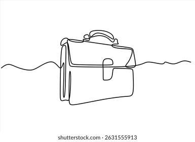 Briefcase or handbag in continuous one line drawing. Simple line art illustration of business bag. Editable vector.