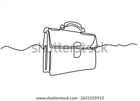 Briefcase or handbag in continuous one line drawing. Simple line art illustration of business bag. Editable vector.