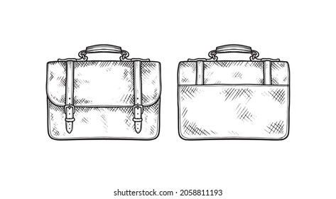 Briefcase hand-drawn illustration vector on white background