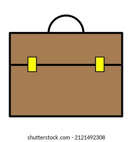 Briefcase with handle in modern style. Business concept. Vector illustration. stock image.