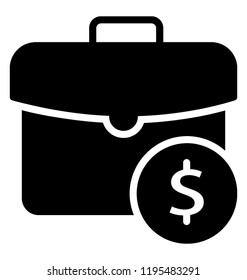 Briefcase having dollar sign denoting icon of money bag