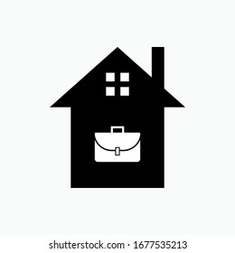 Briefcase and House. Working From Home Icon. Workplace Freelancer Vector. Entrepreneur or Home Business Symbol. 