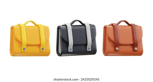 briefcase icon 3d rendering vector illustration set