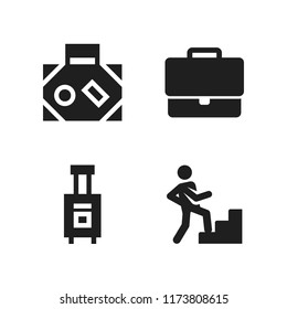 briefcase icon. 4 briefcase vector icons set. climbing stairs, luggage and emploment suitcase icons for web and design about briefcase theme