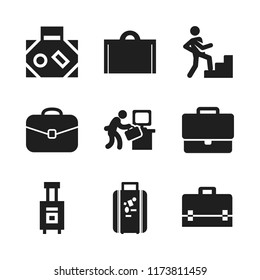 briefcase icon. 9 briefcase vector icons set. luggage, bussines briefcase and suitcase icon icons for web and design about briefcase theme