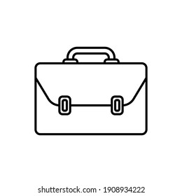 Briefcase icon. Black contour linear silhouette. Front view. Vector flat graphic illustration. The isolated object on a white background. Isolate.