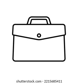 Icono de maletín. Silueta lineal de contorno negro. Vista frontal. trazos editables. Ilustración gráfica plana vectorial simple. Aislar.