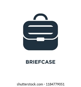 Briefcase icon. Black filled vector illustration. Briefcase symbol on white background. Can be used in web and mobile.