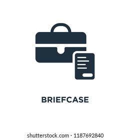 Briefcase icon. Black filled vector illustration. Briefcase symbol on white background. Can be used in web and mobile.