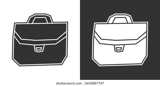 Icono de maletín en estilo de recorte relleno blanco y negro