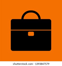 Briefcase Icon. Black on Orange Background. Vector Illustration.