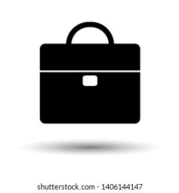 Briefcase Icon. Black on White Background With Shadow. Vector Illustration.