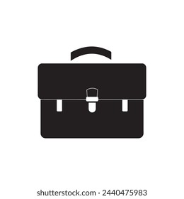 Briefcase icon. Black icon on white background. Vector illustration