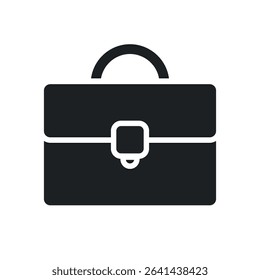 Briefcase icon. Black vector illustration.