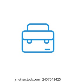 Briefcase icon with blue line design on white background