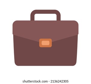 Briefcase icon. Brown leather business case or bag. Vector flat illustration