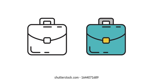 Briefcase icon. Business case with documents. Vector illustration in flat style.