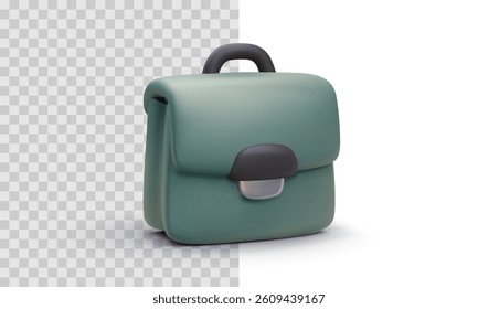 Briefcase Icon for Business, Office, and Finance Themes in Minimal 3D Style on Transparent and White Background. Perfect for Web, App, and Presentation Use. Vector Illustration.