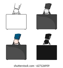 Briefcase icon in cartoon style isolated on white background. Money and finance symbol stock vector illustration.