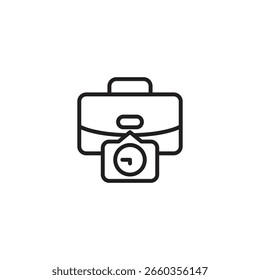 A briefcase icon with a clock symbol attached, suggesting a deadline, work time, or time management related to business or tasks.