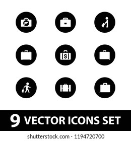 Briefcase icon. collection of 9 briefcase filled icons such as man with luggage, case, money case. editable briefcase icons for web and mobile.
