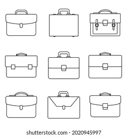 Briefcase icon collection. Different brifecase set. Vector