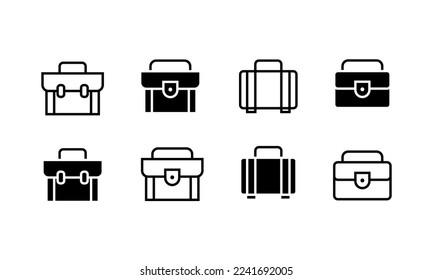 Briefcase icon collection. Different briefcase set. flat style - stock vector.	