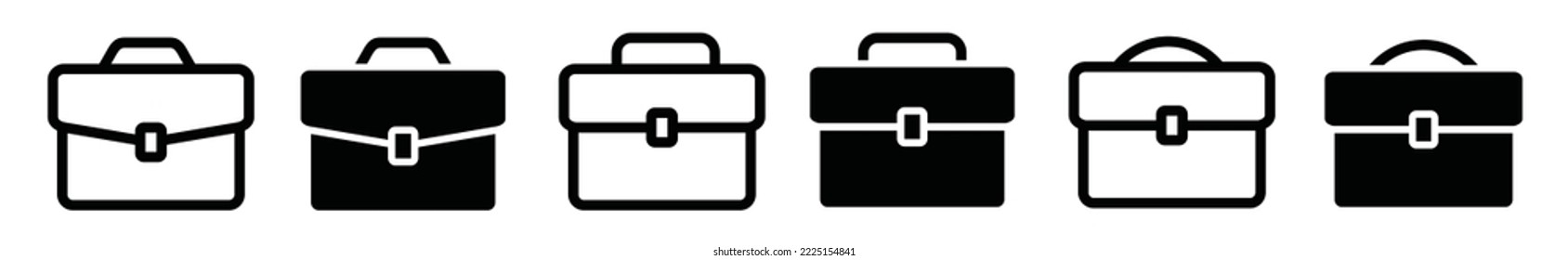 Colección de iconos de maletín. Juego de modelos de maletas o maletas de Office. Icono de maletín en ilustración vectorial de estilo diferente