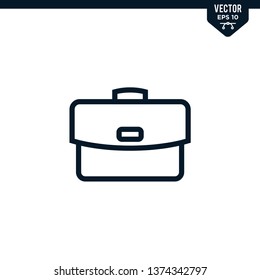 Briefcase icon collection in outlined or line art style, editable stroke vector