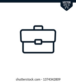Briefcase icon collection in outlined or line art style, editable stroke vector
