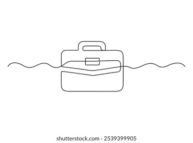 Aktentasche Symbol durchgehende Linie Zeichnung. Einzeiliges Aktenkoffer-Symbol, Vektorhintergrund. Aktenkoffer-Symbol. Kontinuierliche Kontur eines Aktenkoffersymbols.