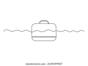 Aktentasche Symbol durchgehende Linie Zeichnung. Einzeiliges Aktenkoffer-Symbol, Vektorhintergrund. Aktenkoffer-Symbol. Kontinuierliche Kontur eines Aktenkoffersymbols.