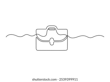 Aktentasche Symbol durchgehende Linie Zeichnung. Einzeiliges Aktenkoffer-Symbol, Vektorhintergrund. Aktenkoffer-Symbol. Kontinuierliche Kontur eines Aktenkoffersymbols.