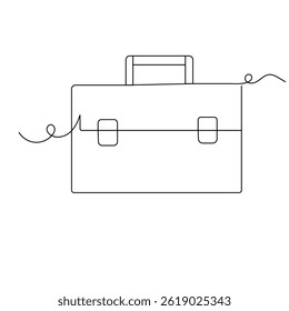  Briefcase icon continuous one line drawing outline vector illustration