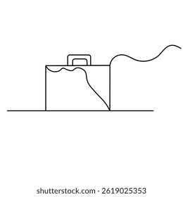  Briefcase icon continuous one line drawing outline vector illustration