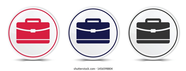 Briefcase icon crystal flat round button set illustration design isolated on white background